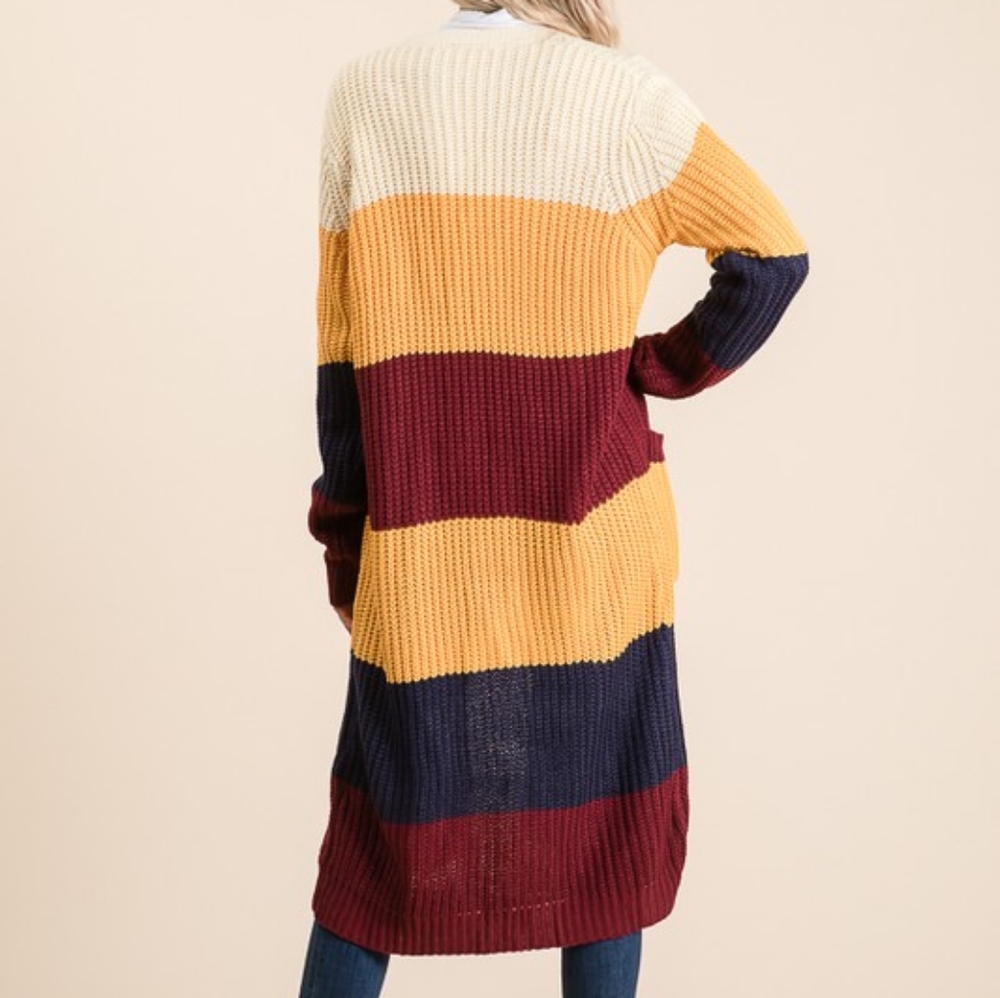 LAST 1! Long colorblock thick knit cardigan - Picture 7 of 7